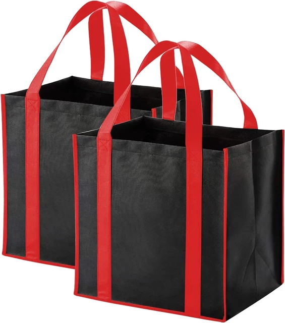 2Pk Collapsible Kitchen Reusable Grocery Bags with Plastic Bottom, the Utility T