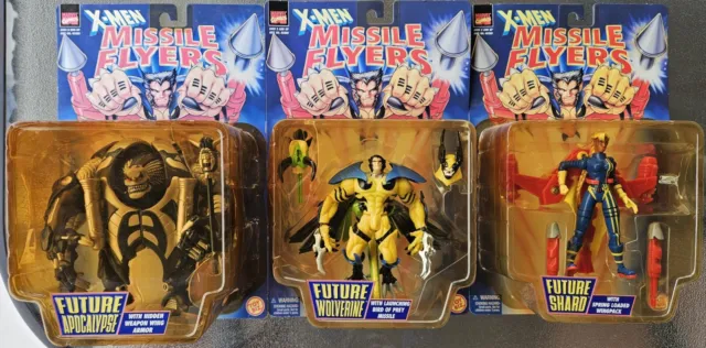 Set of (3) 1997 Toy Biz X-Men Missile Flyers action figures MOC