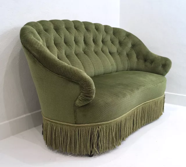 An Antique French Napoleon III Buttoned Two Seater Sofa -Reupholstery Option