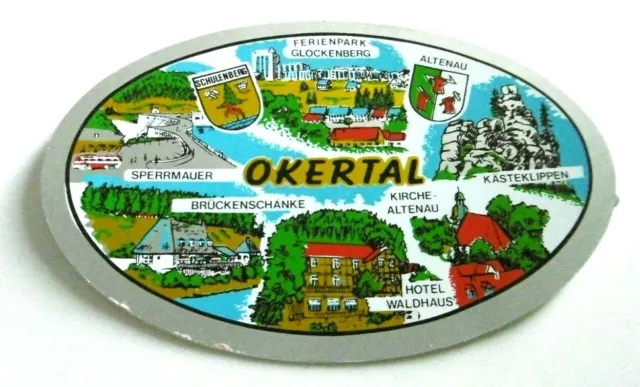 Souvenir-Aufkleber Okertal Sehenswürdigkeiten Harz Niedersachsen 70er Oldtimer