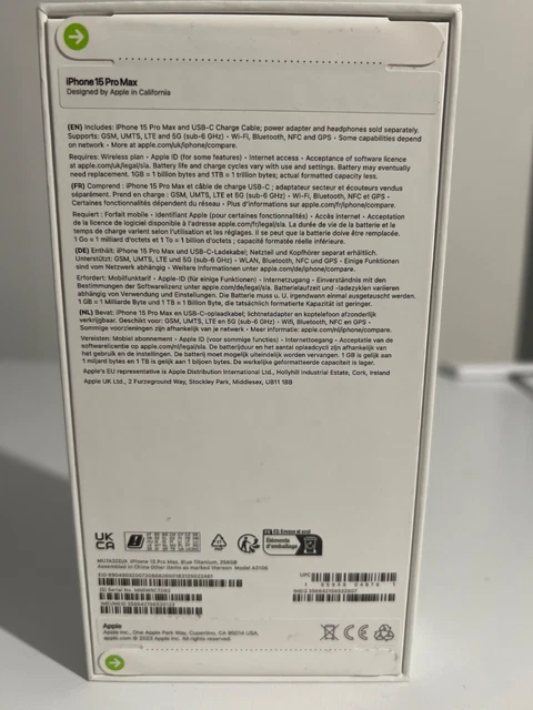 Apple iPhone 15 Pro Max 256 Go Titane bleu