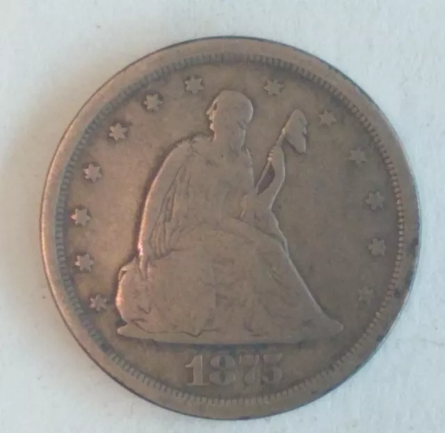 1875 S Liberty Seated Twenty Cent Piece VG+  Silver 20c