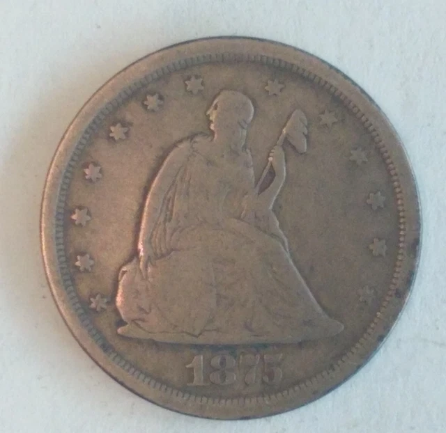 1875 S Liberty Seated Twenty Cent Piece VG+  Silver 20c
