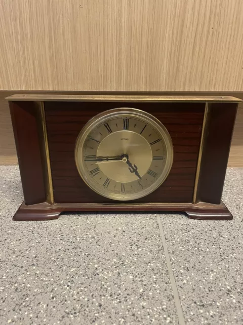 Vintage Metamec Wooden And Metal Mantel Clock Retro Clocks - Untested