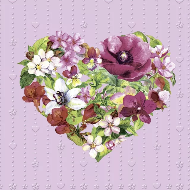 3 Paper Napkins For Decoupage Scrapbooking Craft Lunch Serviettes Flower Heart