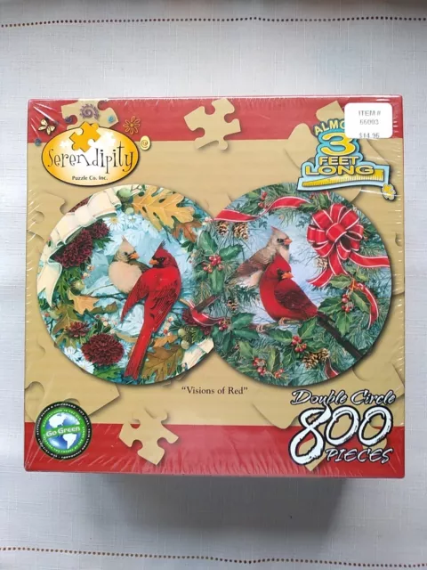 Visions of Red - Cardinals - Serendipity 800 pc Double Circle Puzzle NEW