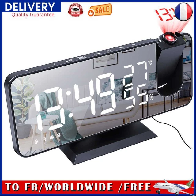 Radio FM numérique Réveil à projection Smart LED Montre de bureau électrique (A)