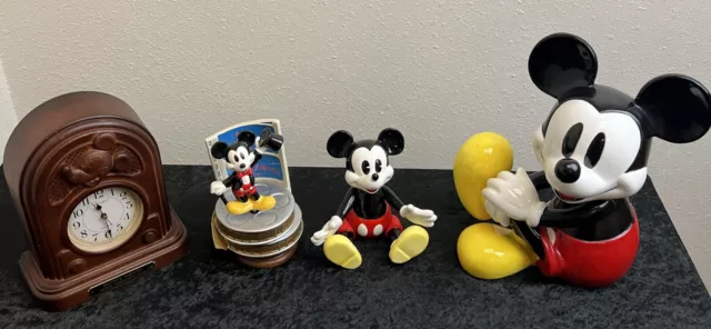 VTG Disney Schmid Mickey Mouse Music Box’s & Seiko Clock Lot Untested