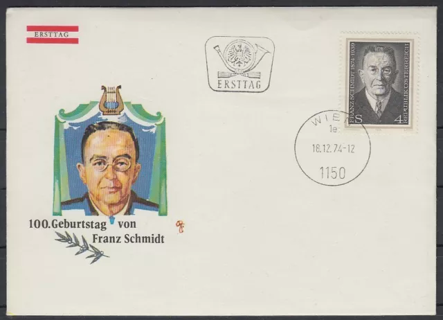 Österreich Austria 1974 FDC Mi.1473 Geburtstag Franz Schmidt Komponist [af688]