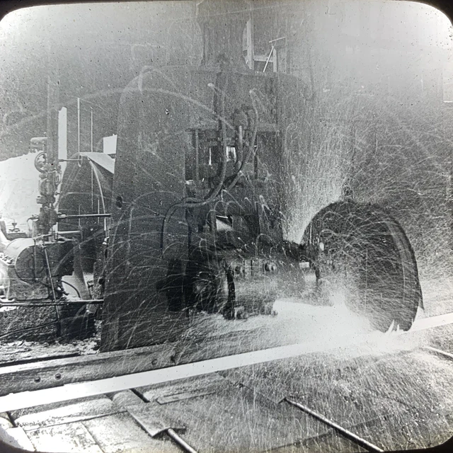 Vtg Magic Lantern Glass Slide Photo Keystone Steel Buzz Saw Pittsburgh PA
