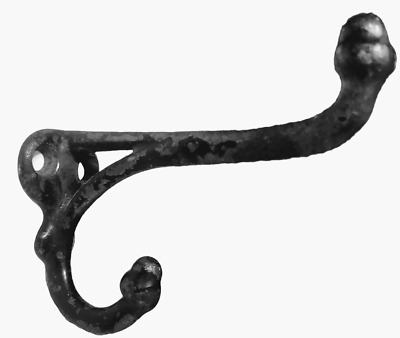 Vintage 3" Coat Hook Black Cast Iron with Ball Finials
