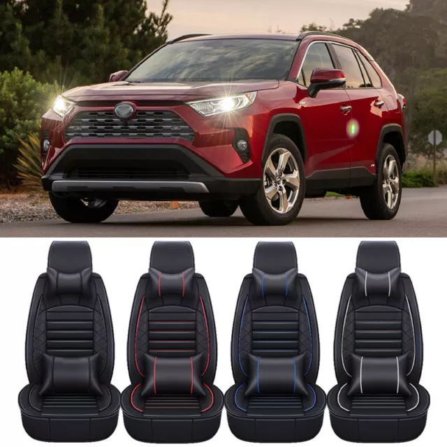 For Toyota RAV4 5-Seat Car Seat Covers Full Set Front + Rear Cushion PU Leather