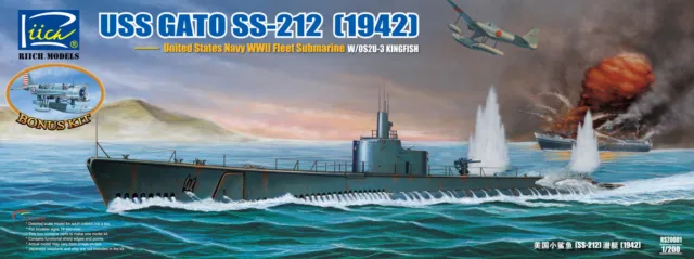 Riich Models 1/200 USS Gato SS-212 1942 w/Kingfisher OS2U-3