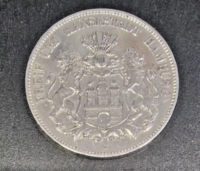 5 Mark Stück 1903 J Freie und Hansestadt Hamburg Kaiserreich Silber