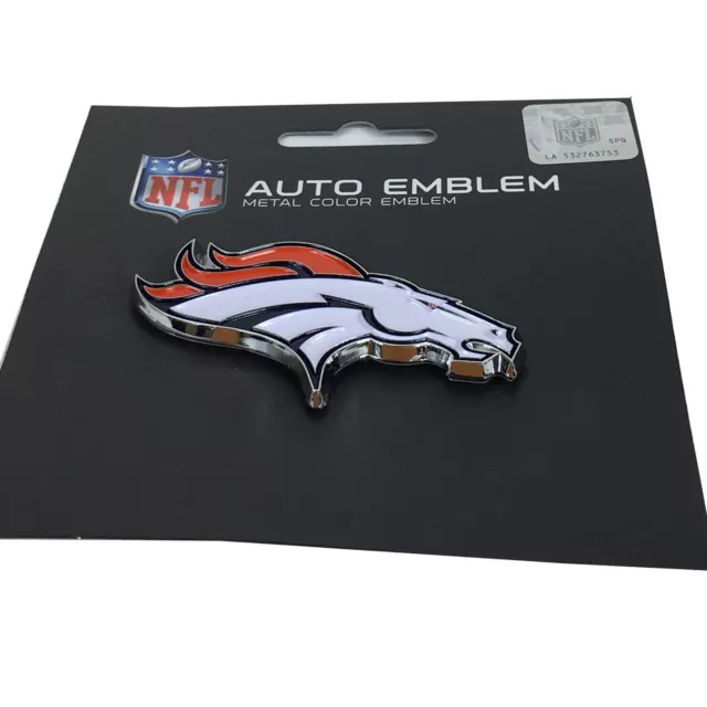 New NFL Denver Broncos Auto Car Truck Heavy Duty Metal Color Emblem