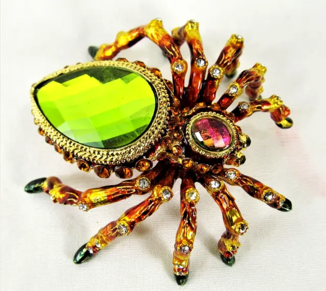 Spider Jeweled Pewter Trinket Box