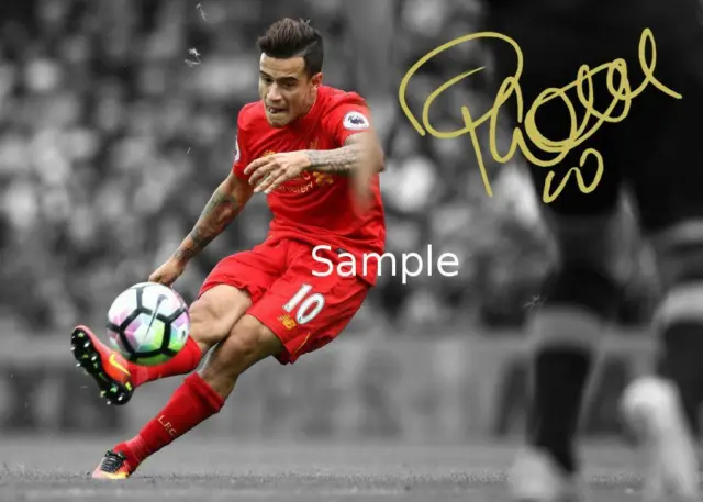 Signed Philippe Coutinho Liverpool Autographed Photo Photogtaph Picture Frame WT 3