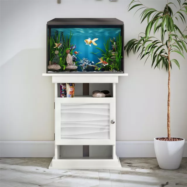 10/20 Gallon Aquarium Terrarium Tank Stand White  Flat Faux Wave Laminate Door
