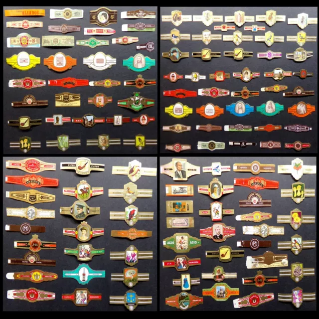 100 VINTAGE WORLD CIGAR BANDS: Random Mixed Lot, Variety Set, Tobacco Band Label 3