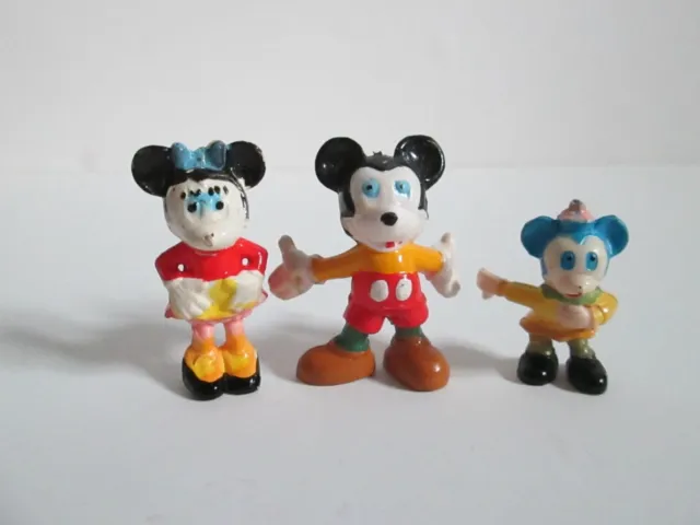Mickey Minnie and Monty Mouse Miniature Figures, Vintage Walt Disney Toy LOT