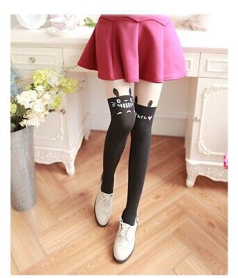 Cat Kitten Print Tail on Back Pantyhose Tights Cosplay Costume Anime MEOW! 
