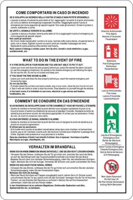 M-ITALY CARTELLO SEGNALETICO - NORME PREVENZIONE INCENDIO - Segnale