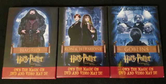 Lot de 3 épingles publicitaires de films Harry Potter boutons promotionnels de collection