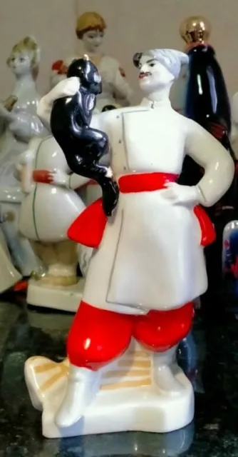 Vintage Soviet Porcelain Figurine Cossack Vacula with devil.