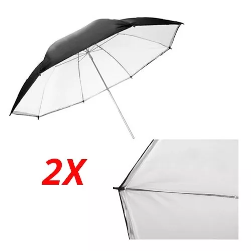 2 x 33 Inch Black White Umbrella for Photography and Video Lighting Studio