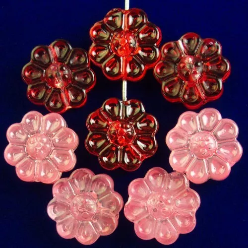 8Pcs Carved Red Watermelon Red Titanium crystal Flower Pendant 14x6mm F46896