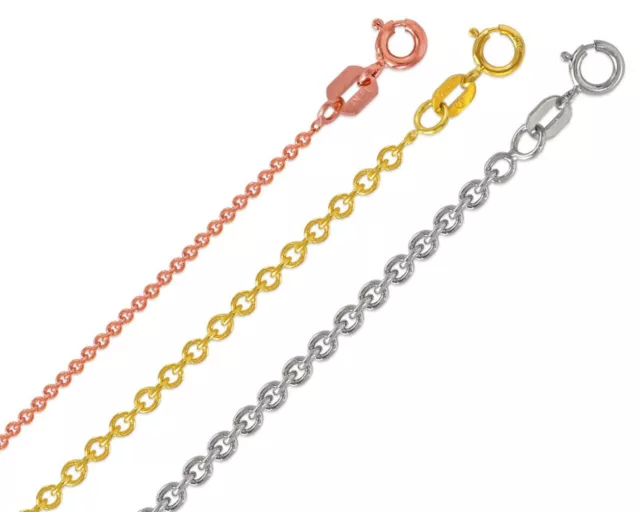 Rolo Chain 14K Solid Yellow White Rose Gold 0.7-2.3mm Women Chain Necklace Italy