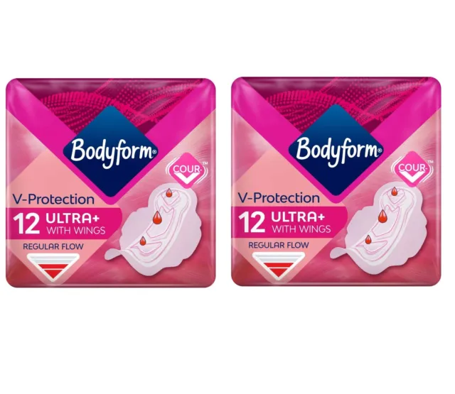 Bodyform Ultra Normal Sanitary Towels Wings 12 per pack  PACK OF 2