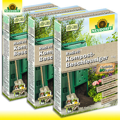 Neudorff 3x 1kg Radivit Kompost-Beschleuniger Bacterias Setas Jardín Basura Laub