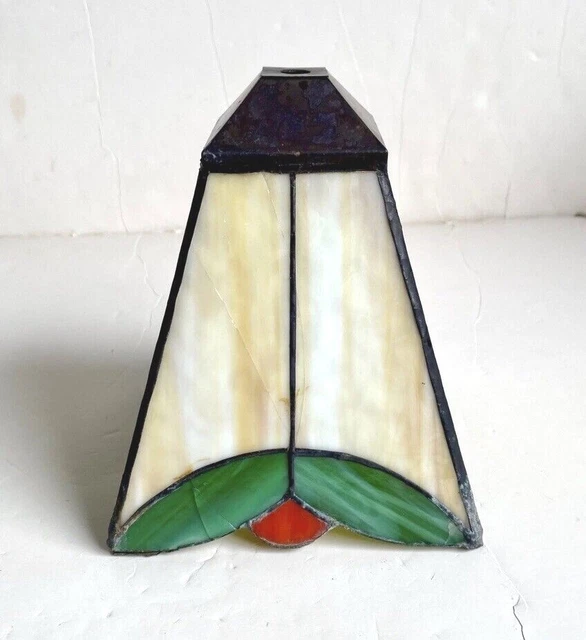 VINTAGE STAINED GLASS Table Lamp Base Shade Tiffany Style Mission