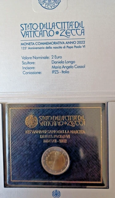 Vatikan 2022 / 2.- Euro - " 125th birthday of Pope Paul VI "