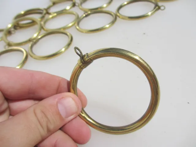 Vintage Brass Curtain Rings Victorian Holder Hangers x18 - 2.5"W
