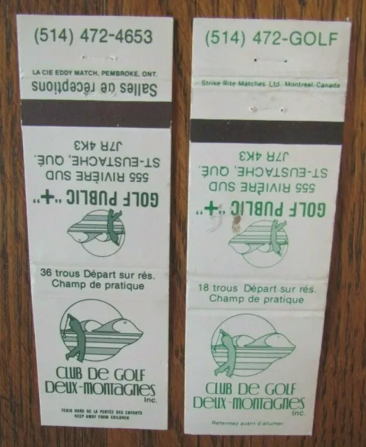 Golf: Deux-Montagnes Golf Club (St-Eustache, Quebec) (2 Matchbook Covers) -F11