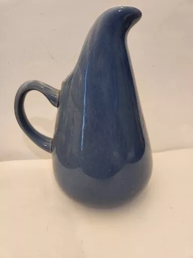 Russel Wright American Modern Oneida Manitoga Blue Water Pitcher 10.5”