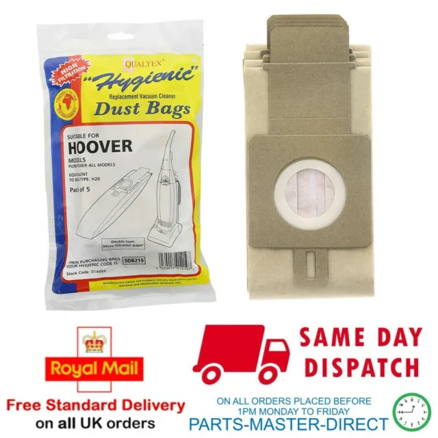 Fits Hoover H20 Purepower Vacuum Cleaner Paper Dust Dust Bags 9173717 5 Pack