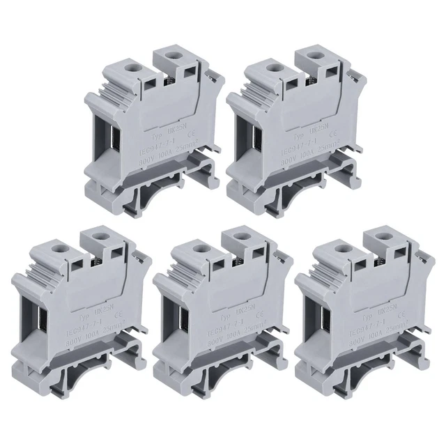DIN Guida Montaggio Terminale  Vite Tipo Morsa Grigio UK25N 5pz