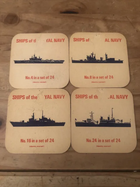Set Of Four SHIPS OF THE ROYAL NAVY Beer Mats 4,8,16,24