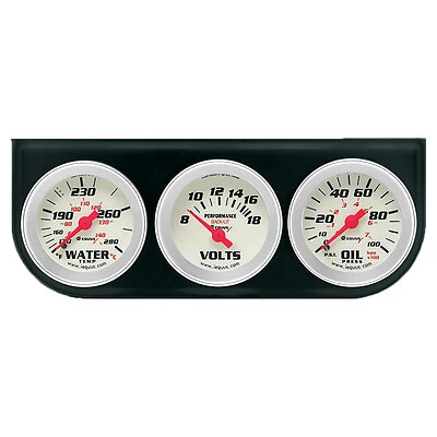 Equus 2.0 Dia Triple Gauge Set w/Black Panel - E8200
