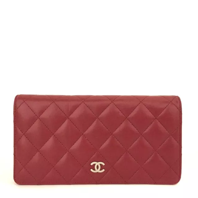 CHANEL Quilted Matelasse CC Logo Lambskin Long Bifold Wallet/3X0787