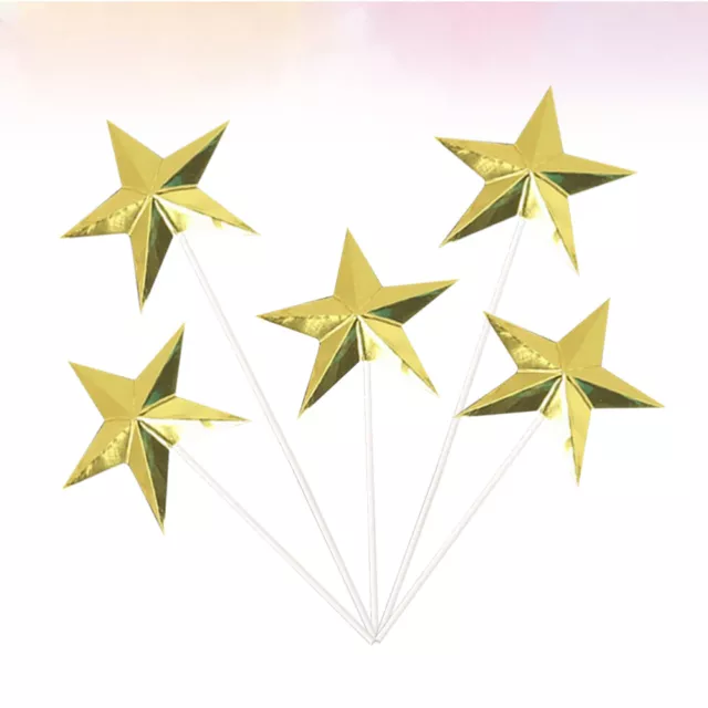 60 piezas Toppers de pastel dorado estrella 3D para decoración de fiestas