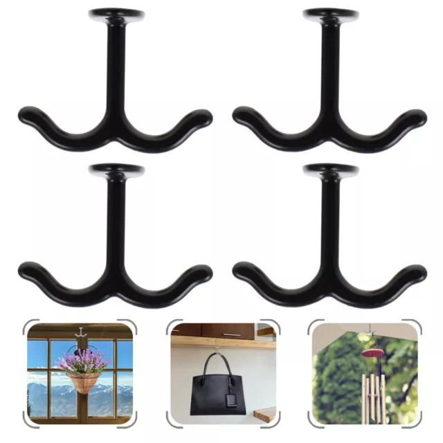 4 Pcs Ceiling Double Claw Hook Chandelier Drop Hooks Small Metal Plant Shelf