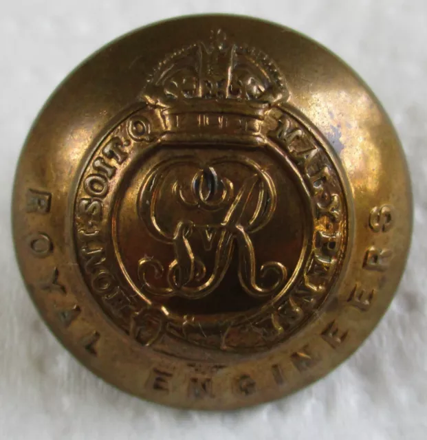 WW1 British Army:"ROYAL ENGINEERS BRASS BUTTON" (Large, 24mm, GVR, RE) 3