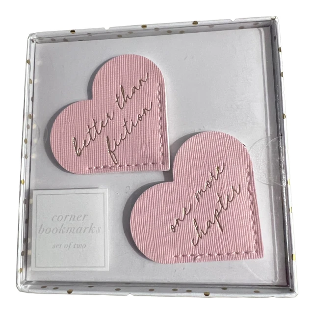 Crown and Ivy Leatherette Pink Heart Bookmark
