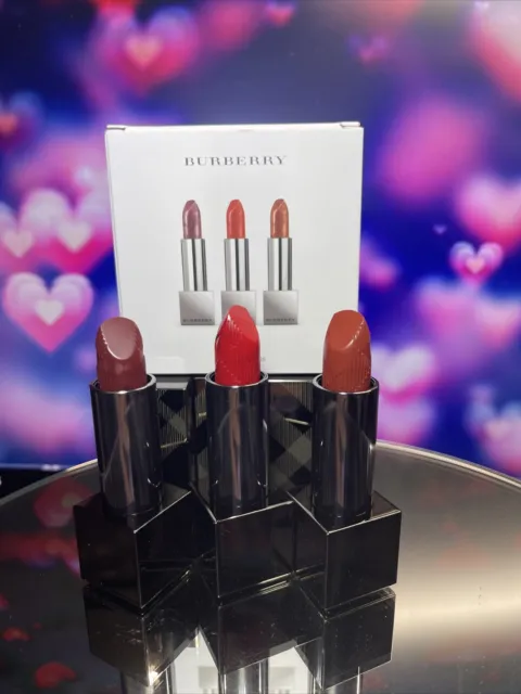 Burberry Kisses Full Size Lipstick Trio ~ Shades Oxblood, Military Red & Russet