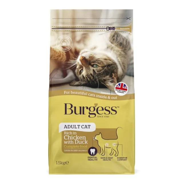Burgess Nutritional Adult Cat Chicken and Duck Dried Food	- All Sizes