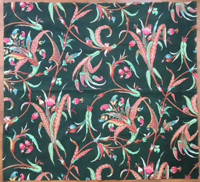 19th Century French Exotic Floral Cotton Printed Fabric